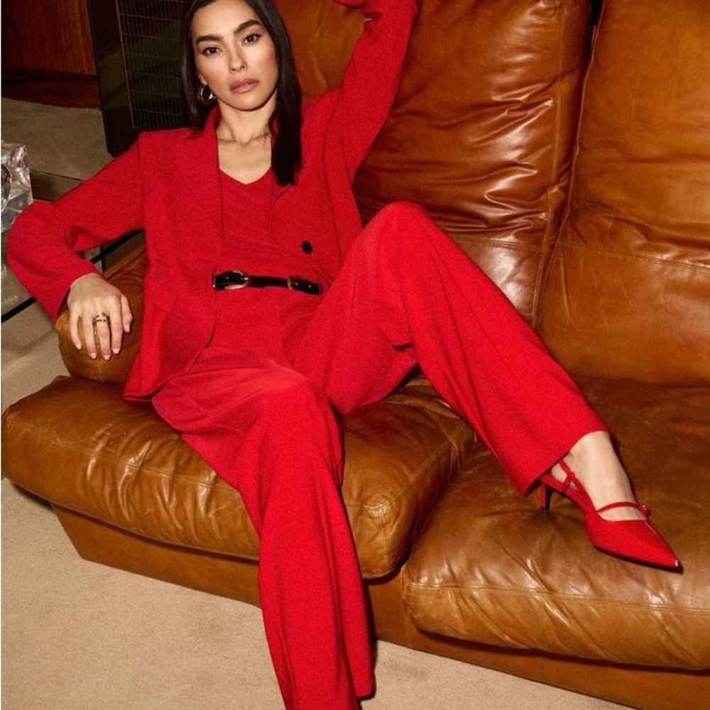 Joseph Ribkoff Stunning Red 2-Piece Pantsuit Blazer & Trousers UK 6 NWOT